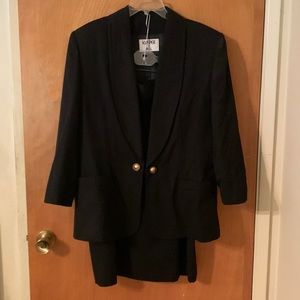 Vintage black skirt suit with gold buttons